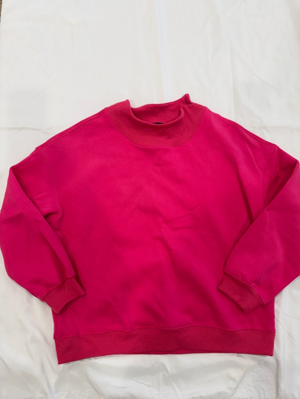 Trendy Queen Women's Hot Pink Mock Neck Sweatshirt—XL